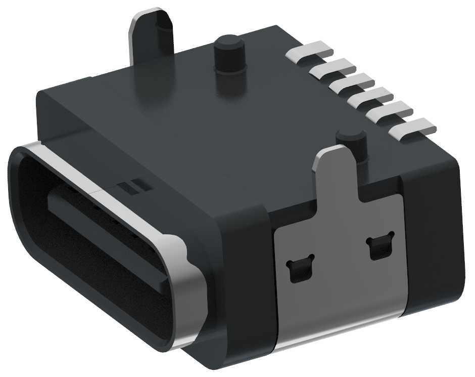 XB-ATCF-06-019,20 -XTYPE C 6P 板上防水母座A款(外壳2脚插板,端子SMT)